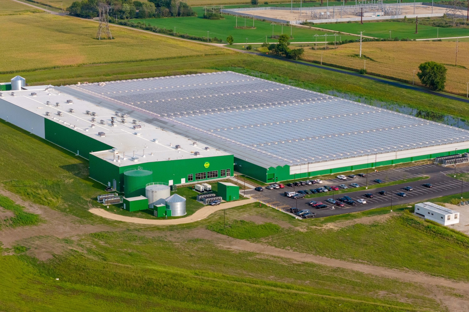 huge greenhouse from above in USA