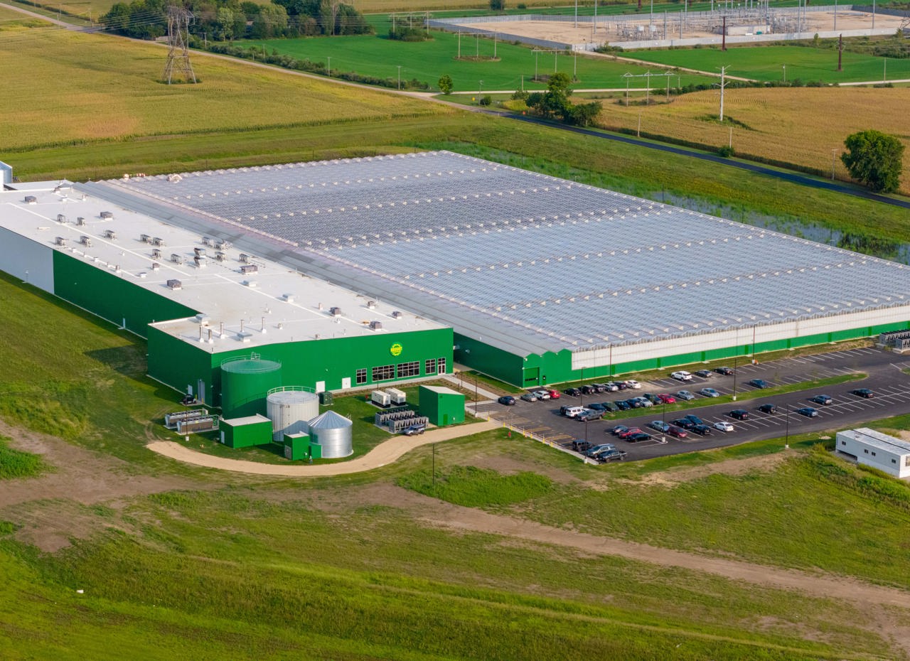 huge greenhouse from above in USA