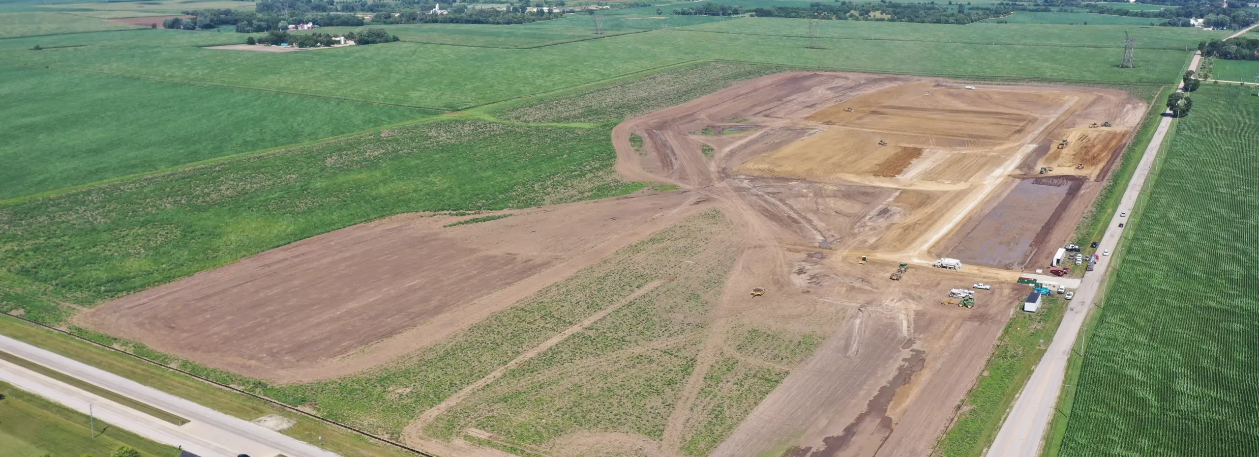 Land ready for greenhouse construction from above
