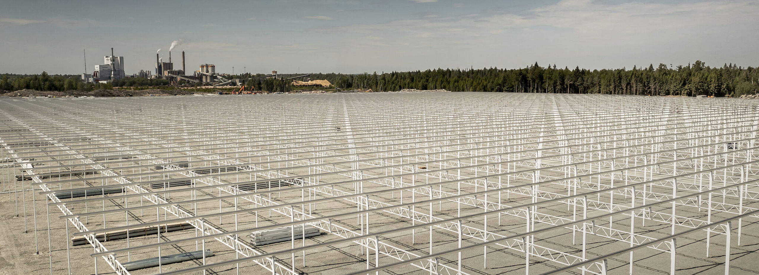 Greenhouse construction from above in Sweden